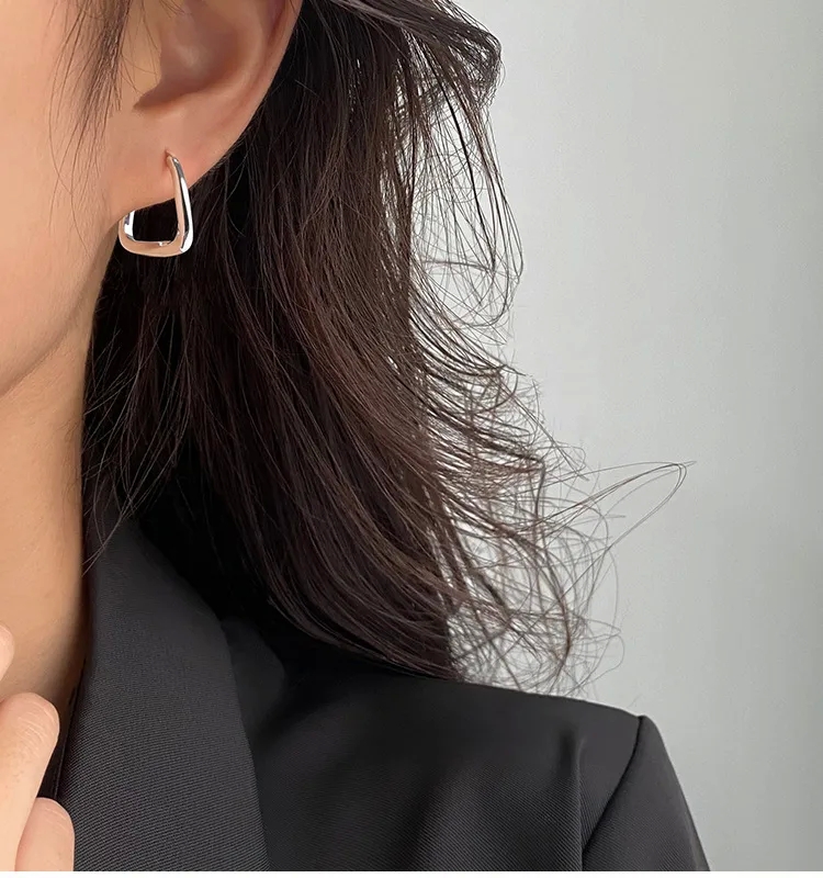 1980's fashion jewelry Unisex Sterling Silver Square Earrings: Timeless Sparkle & Korean Elegance fashion jewelry for men - Popular Handpicked Design non tarnish fashion jewelry