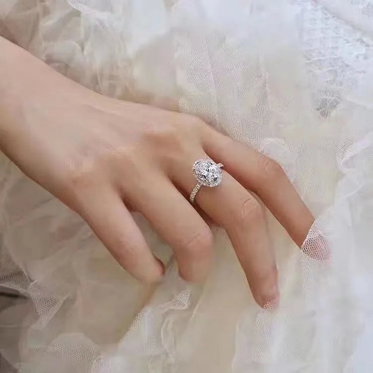 fashion jewelry brand Bohemian Weatherproof s925 Sterling Silver Moissanite Pigeon kushal's fashion jewelry vijayawada Egg Ring 1.5ct Sparkling Oversized Diamond fashion jewellery 916