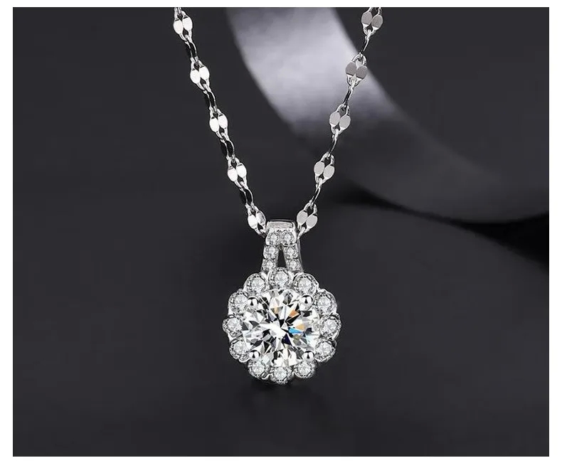 70s fashion jewelry Vibrant Moissanite Sunflower Clavicle Necklace - Safe, fashion jewelry manufacturers Lightweight, & Affordable Luxury S925 Silver Design u7 high quality fashion jewelry