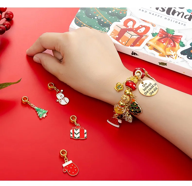fashion jewelry 14k gold Eco-Friendly riah fashion jewelry Vintage Charm Bracelet Set - Affordable DIY Holiday Gift Box with 24 Beaded Surprises umbi fashion jewelry