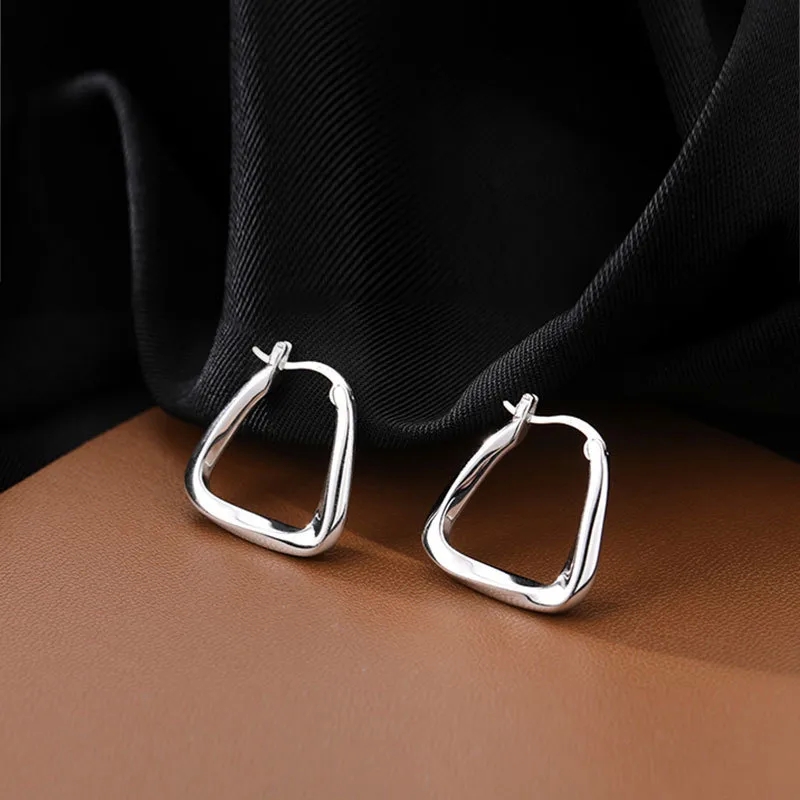 Unisex Sterling Silver Square Earrings: Timeless Sparkle & Korean Elegance - Popular Handpicked Design