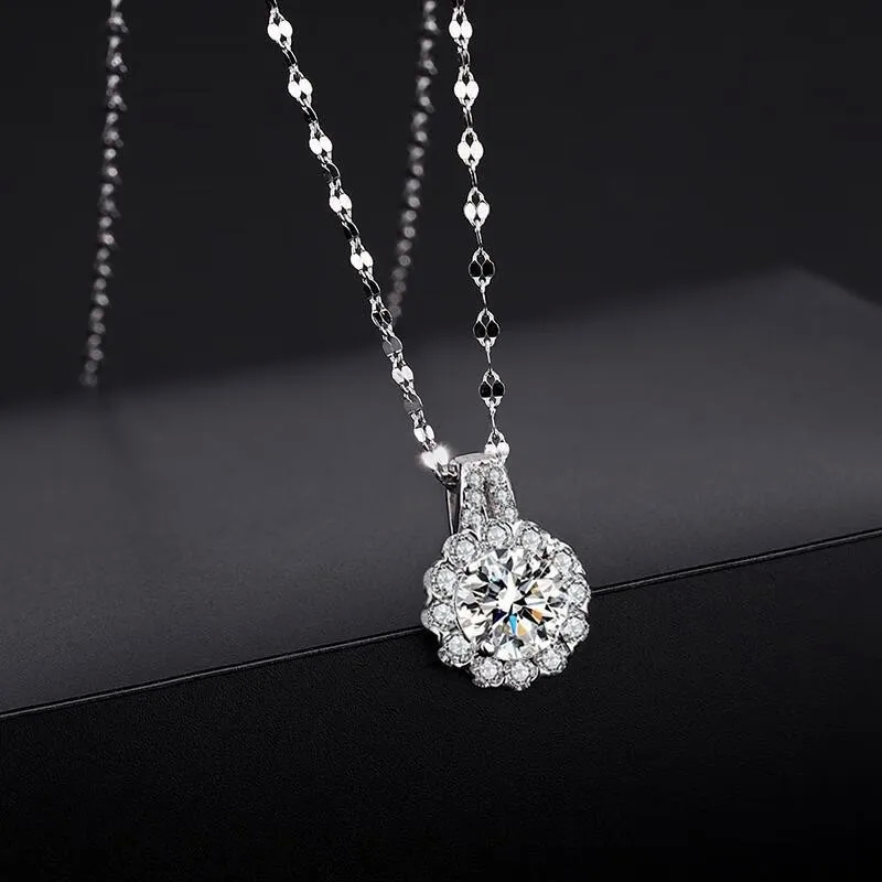 givenchy fashion jewelry Vibrant Moissanite Sunflower Clavicle Necklace - Safe Lightweight & fashion jewelry clip on earrings Affordable Luxury S925 Silver Design 70's disco fashion jewelry