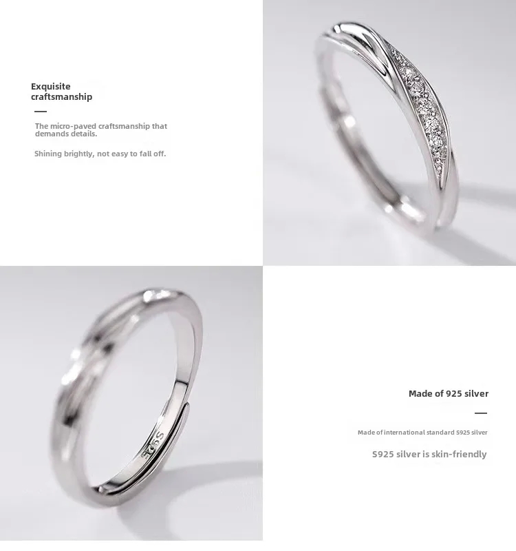 prada fashion jewelry Luxury fashion jewelry brands in usa Romantic Mobius 925 Silver Ring - Unique Bohemian Sparkle Design for Couples wholesale fashion jewelry