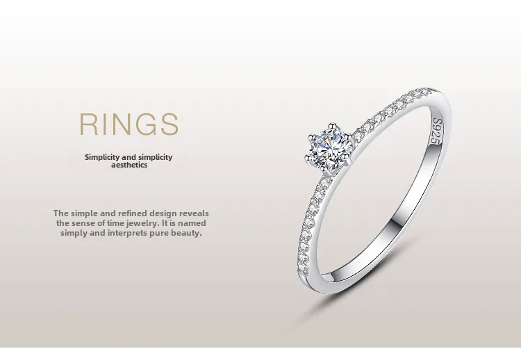 priti's fashion & jewelry Timeless s925 Sterling Silver Ring: Handpicked Women's Korean 70's disco fashion jewelry Jewelry with Classic Micro-inlaid Single Diamond bedido fashion jewelry
