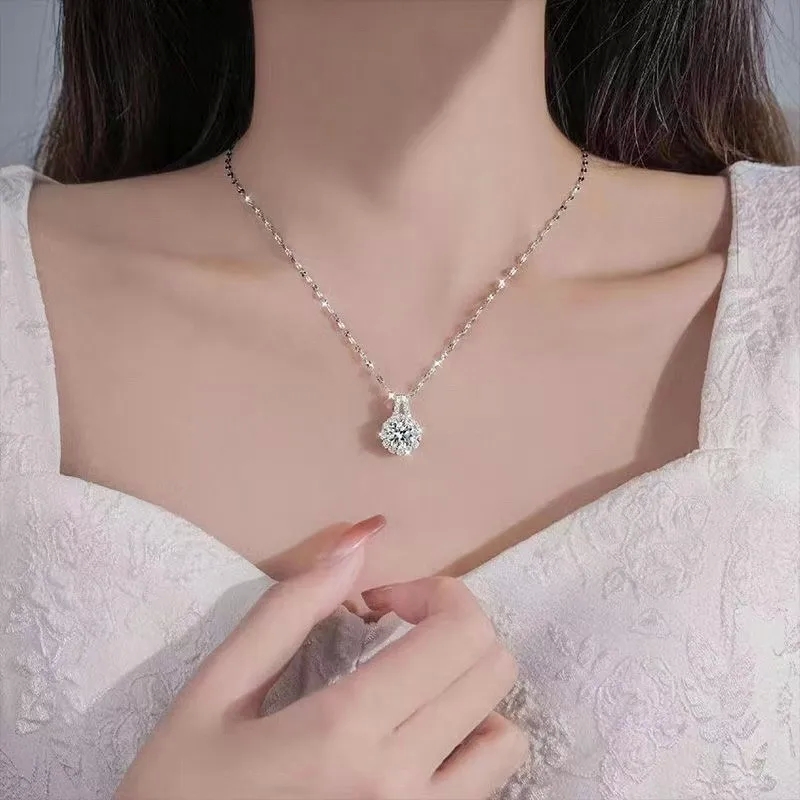 size 5 fashion jewelry Vibrant 01 jewelry limited Moissanite Sunflower Clavicle Necklace - Safe Lightweight & Affordable Luxury S925 Silver Design libas fashion & jewelry