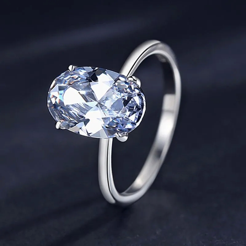 used fashion jewelry for sale Custom Eco-Friendly s925 Sterling Silver Ring Women's 5kt Oval Simulated Diamond Platinum Plated amazon fashion jewelry necklaces Luxury Ring target fashion jewelry