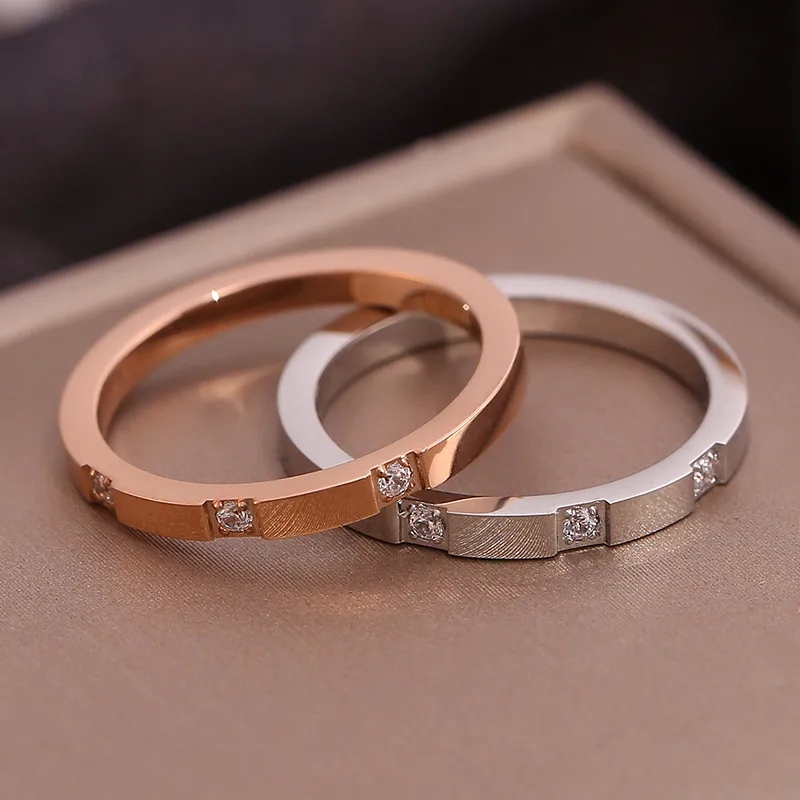 1920s women's fashion jewelry Adjustable Sustainable Fashion Titanium Steel Zircon Couple Ring: Heritage-Inspired what is fashion jewelry Edgy 18K Jewelry costume jewelry 1950s