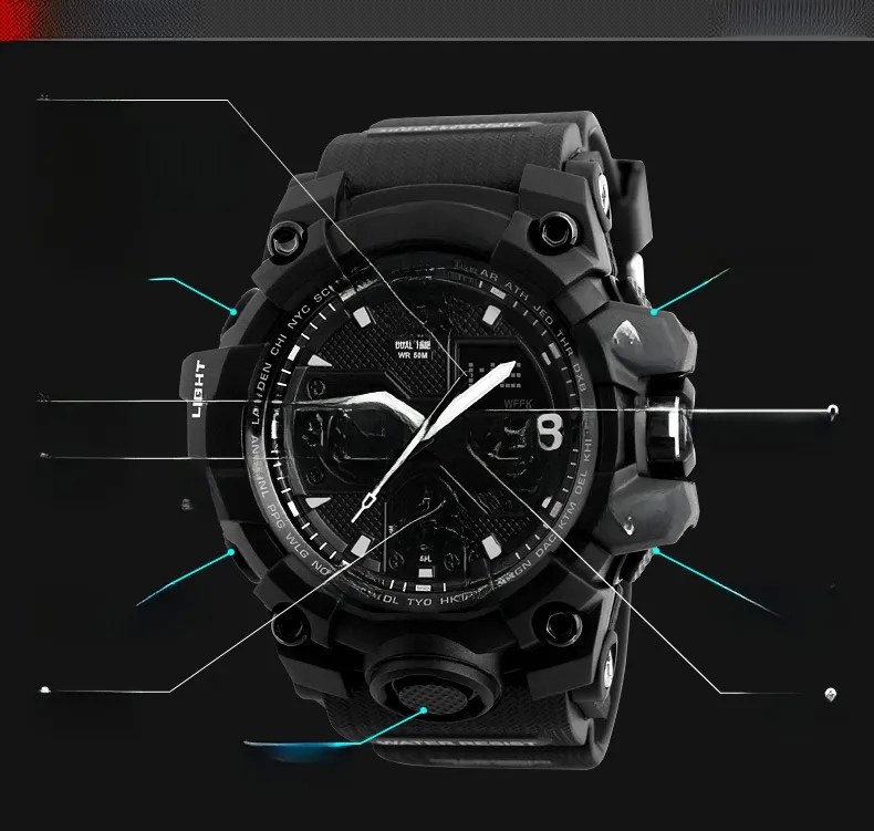 20th century fashion accessories Bohemian fashion jewellery york Chic Skmei Men's Dual Display Waterproof Sports Watch - A Fashion-Forward Essential millinery fashion accessories