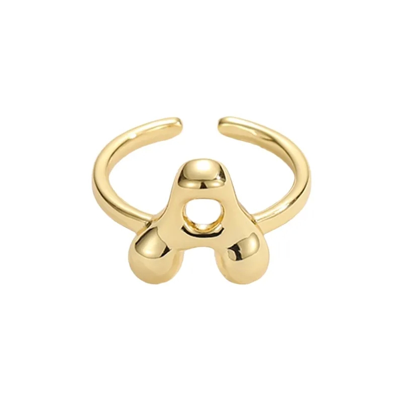 24k fashion jewelry Customizable Gold-Plated Letter Ring: Stylish Adjustable Couple Jewelry - Unique High-Fashion 1960s fashion jewelry Statement Piece gem fashion jewelry