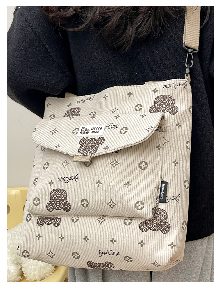 b bags brand Handpicked Cute Bear Canvas Tote: Eye-Catching Threaded Zipper golf bags Bag - Exclusive Offer! bags with charms