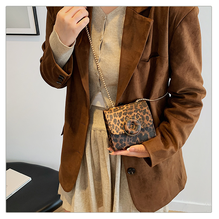 bags car Ethical lunch bags Vintage-Inspired Glistening Leopard PU Leather Square Shoulder Crossbody Streetwear Bag prene bags