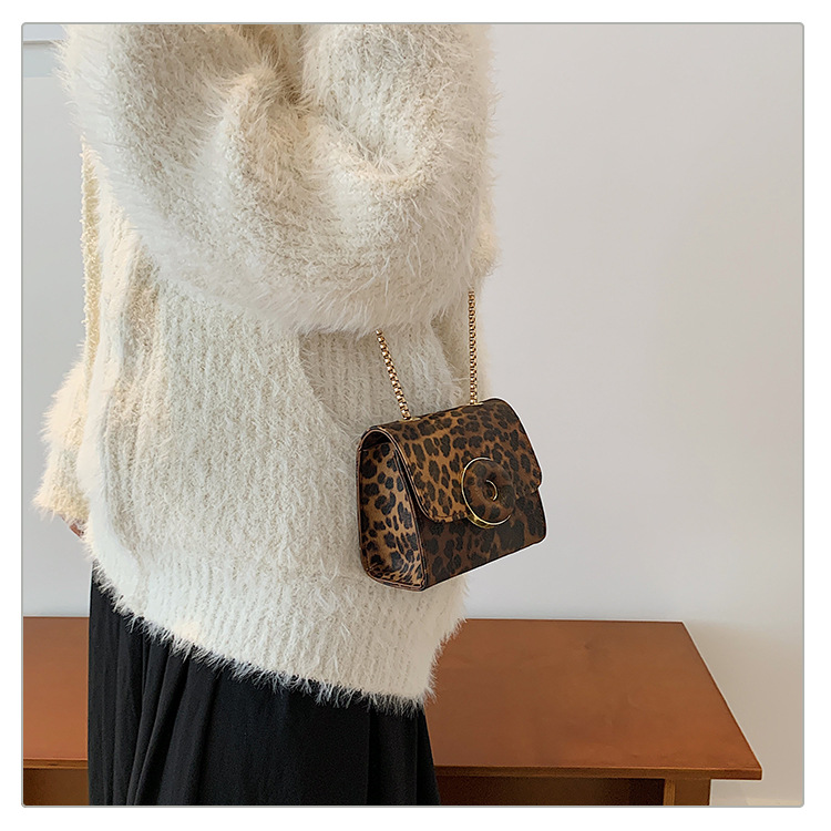 bags company Ethical Vintage-Inspired bags to go Glistening Leopard PU Leather Square Shoulder Crossbody Streetwear Bag bags 10x6x2