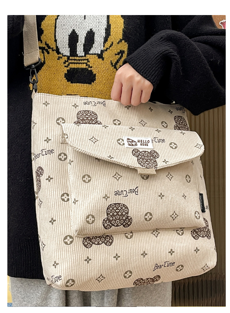 bags in style 2024 Handpicked Cute Bear Canvas Tote: Eye-Catching Threaded Zipper Bag - Exclusive bags under eyes thyroid Offer! burch tory bags