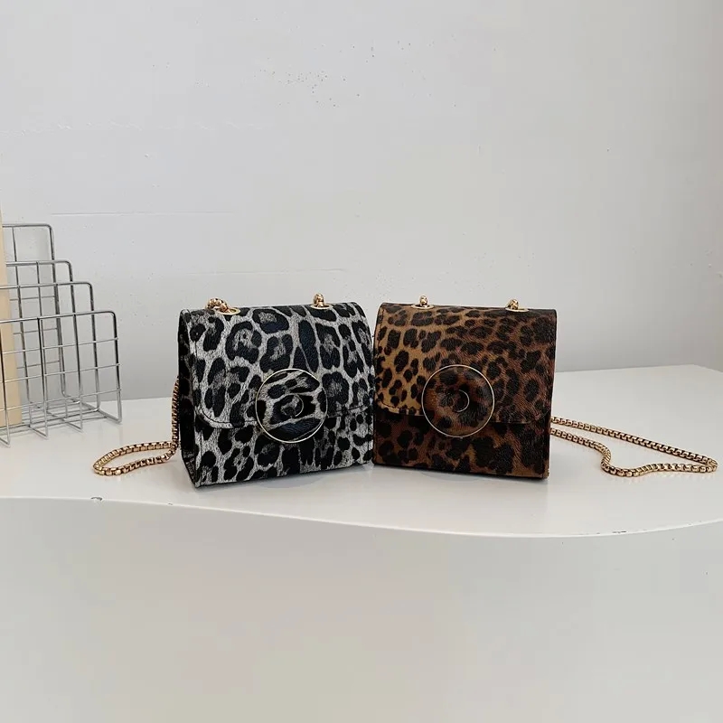 Ethical Vintage-Inspired Glistening Leopard PU Leather Square Shoulder Crossbody Streetwear Bag