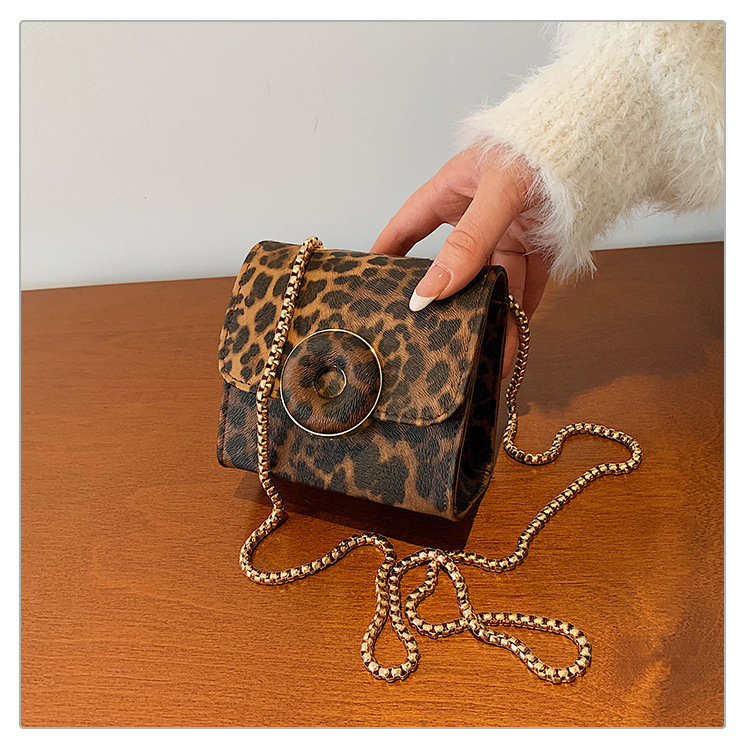 bags to keep food hot Ethical Vintage-Inspired Glistening Leopard PU 5 gallon trash bags Leather Square Shoulder Crossbody Streetwear Bag nine west bags