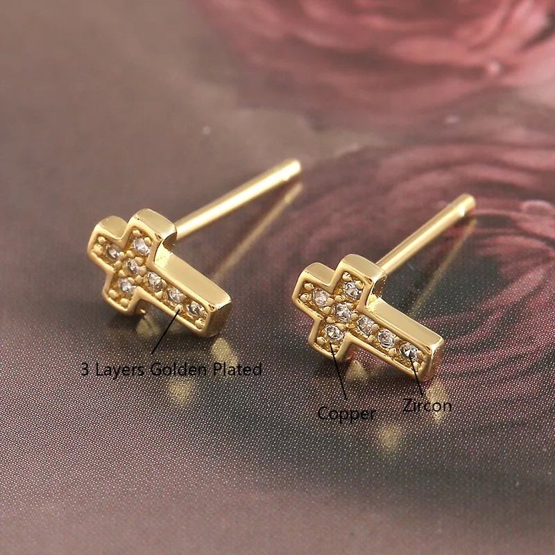 barron's fine jewelry Eco-Friendly Bohemian 18K Gold Plated Zircon Studs - Sustainable Fashion Must-Have at leroi fine jewelry a Discount ep fine jewelry