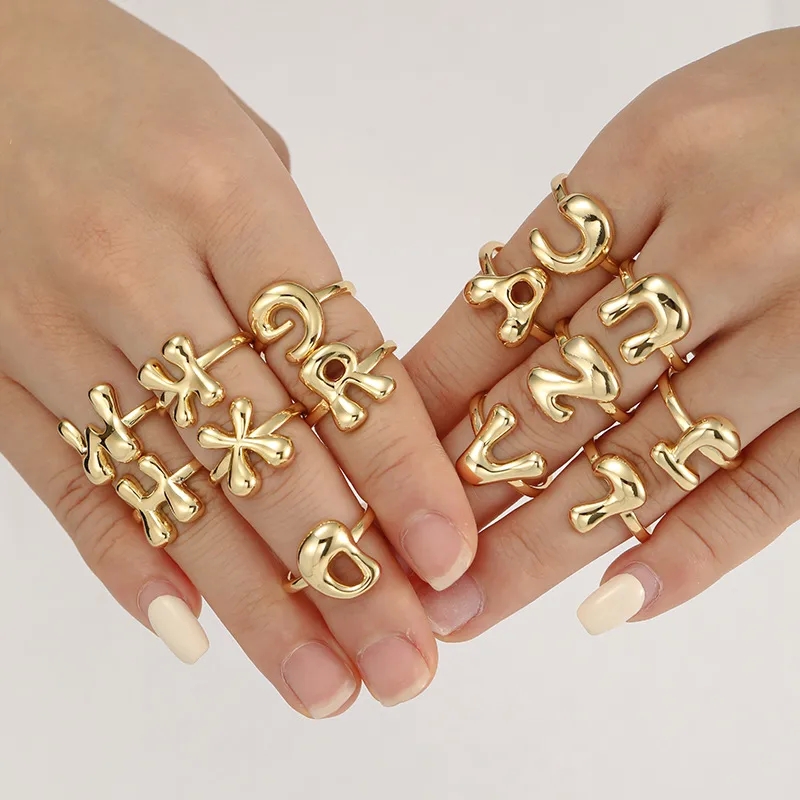 best place to buy fashion jewelry Customizable Gold-Plated Letter Ring: Stylish Adjustable fashion jewelry earrings wholesale Couple Jewelry - Unique High-Fashion Statement Piece ulala fashion jewelry nagpur reviews