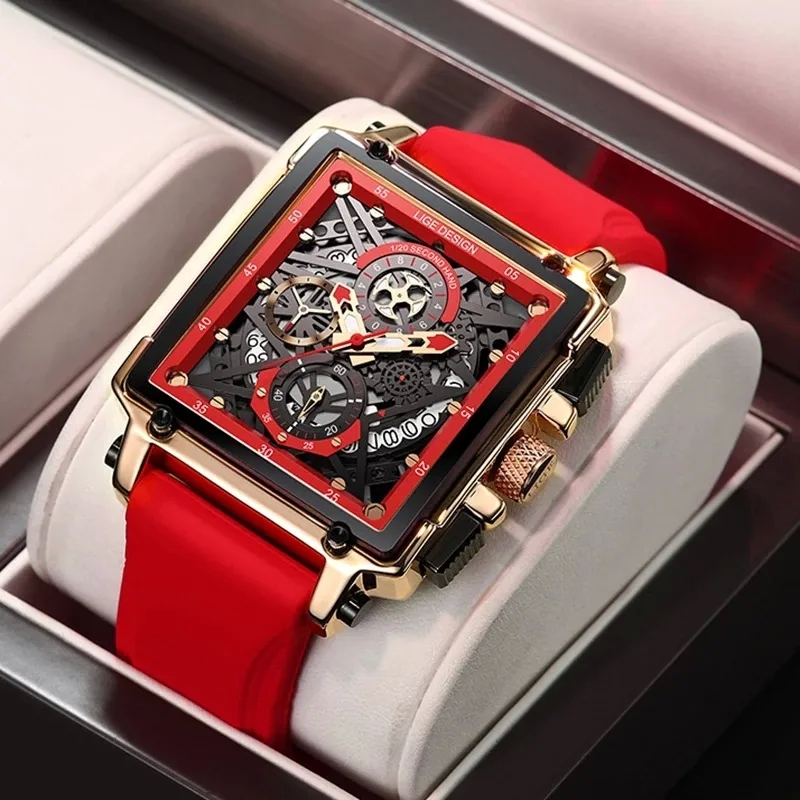 car fashion accessories Discounted LIGE Square Men's fashion accessories for kids Chronograph - Durable Adjustable 30m Waterproof Watch y2k fashion accessories