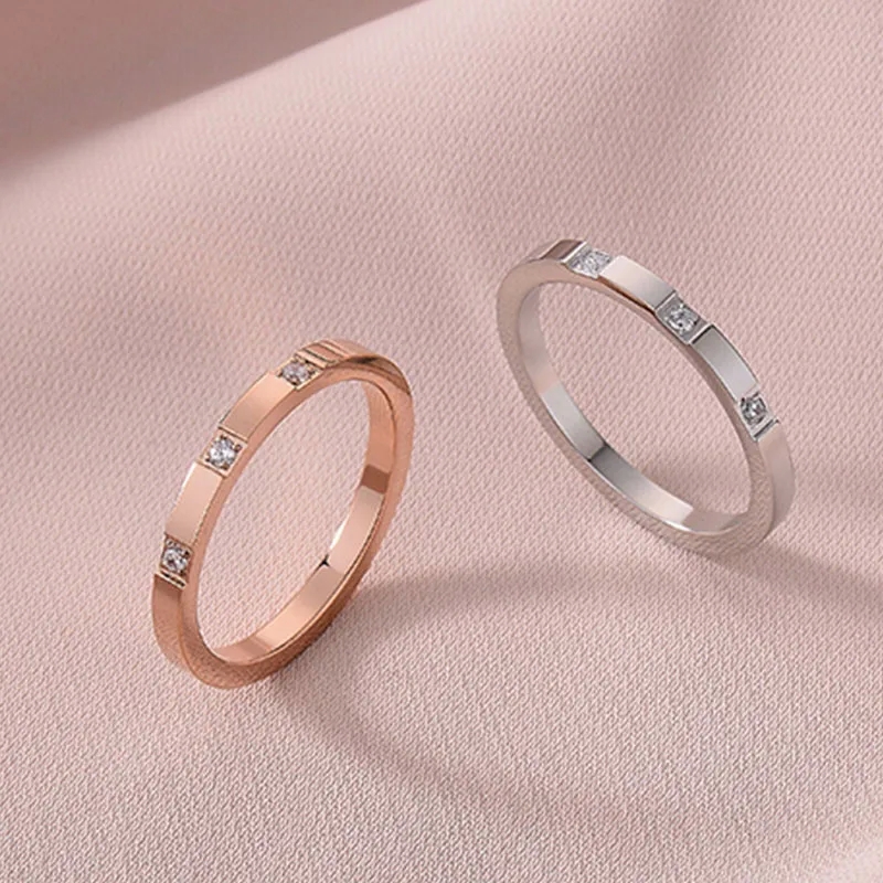 costume jewelry 1950s Adjustable Sustainable Fashion Titanium fashion jewelry 2025 Steel Zircon Couple Ring: Heritage-Inspired Edgy 18K Jewelry fashion jewelry wholesale near me