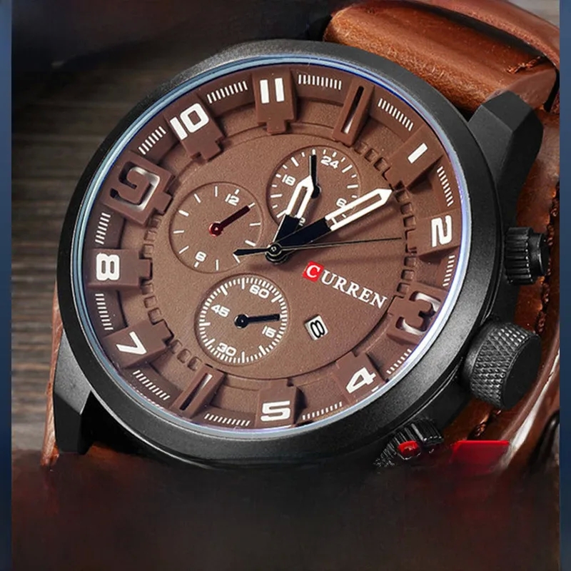 different types of fashion accessories Men's High-Fashion CURREN Karin 8225 Sports Watch 70's disco fashion accessories with Large Shiny Dial and Stylish Belt 80s fashion trends accessories