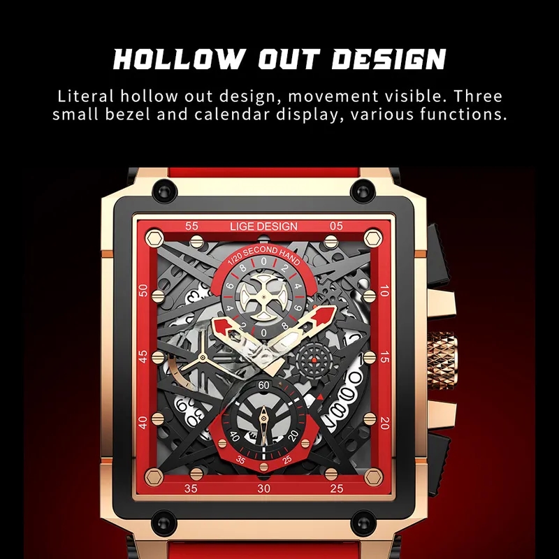 fashion accessories usa Discounted LIGE Square fashion accessories in region 9 Men's Chronograph - Durable, Adjustable, 30m Waterproof Watch fashion accessories jobs