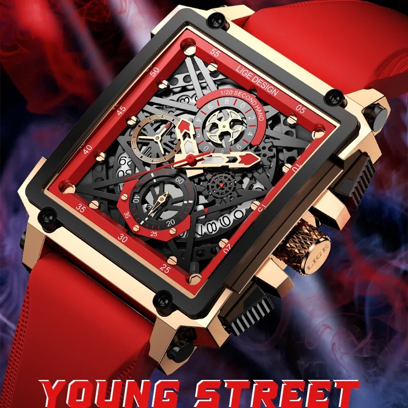 fashion jewellery velachery Discounted LIGE Square Men's Chronograph upcycled fashion accessories - Durable, Adjustable, 30m Waterproof Watch what accessories did they wear in the 90s