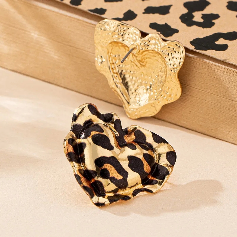fashion jewelry greece Retro Heart Leopard Zinc fashion jewelry edmonton Alloy Ear Studs - Lightweight Ethically Made Personalized with Simple Elegance quality fashion jewelry brands