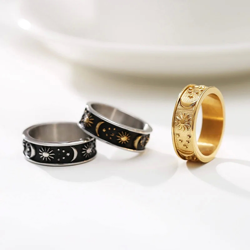 fashion jewelry nearby Bohemian Chic Star & Moon Ring: Affordable Vintage Charm in Stainless & Titanium eddy fashion jewelry Steel - Exquisite Jewelry Wholesale pakistani fashion jewelry