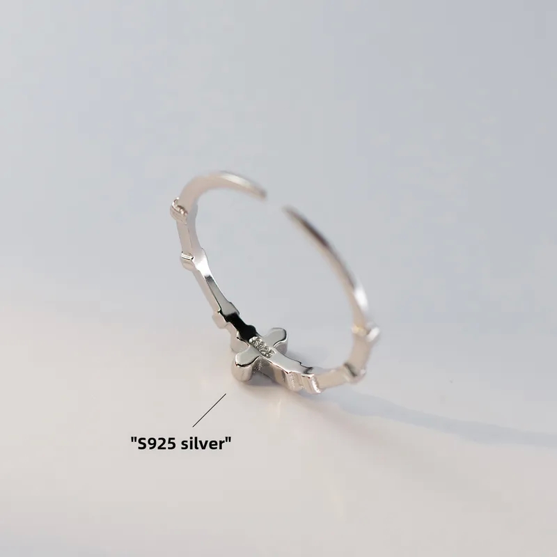 fashion jewelry upper side Artisanal Nalan s925 Sterling Silver Cross Ring - Ethically 40s jewelry fashion Sourced Minimal Design for Women R01391 fashion jewelry evil eye bracelet