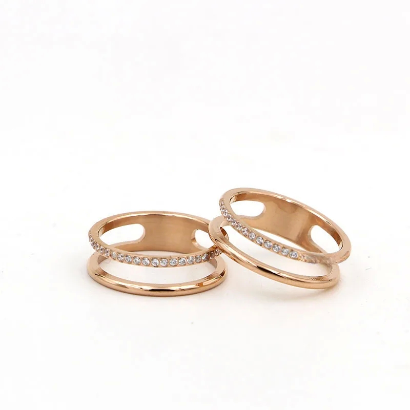 gay men's jewelry Elegant Vintage Charm: Modern Rose Gold Plated Double Layer Titanium Couple men's jewelry sets Ring men's jewelry like david yurman