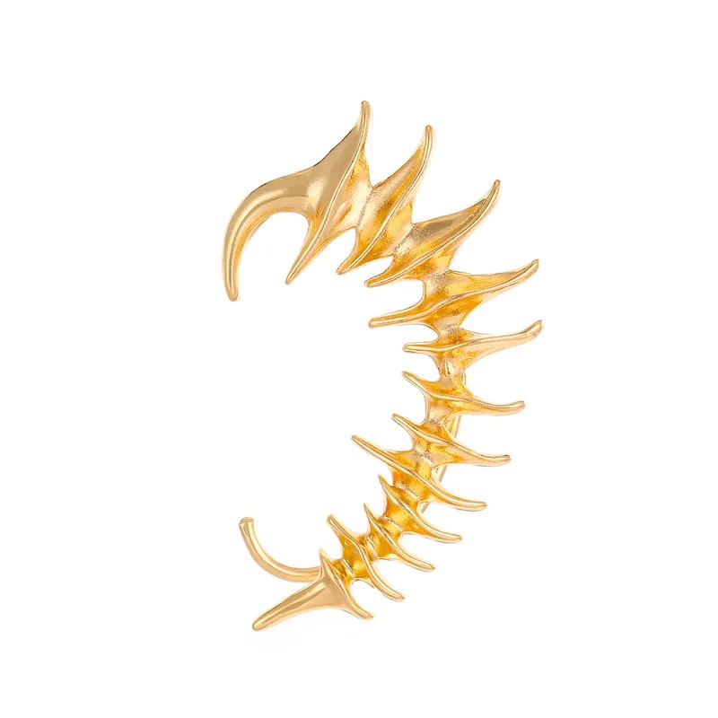 gucci fashion jewelry Hand-Engraved Thorn Spine Mechanical Ear Cuff: Earthy old fashion jewelry Sleek Unique Metal Design for All Genders fashion jewelry designers