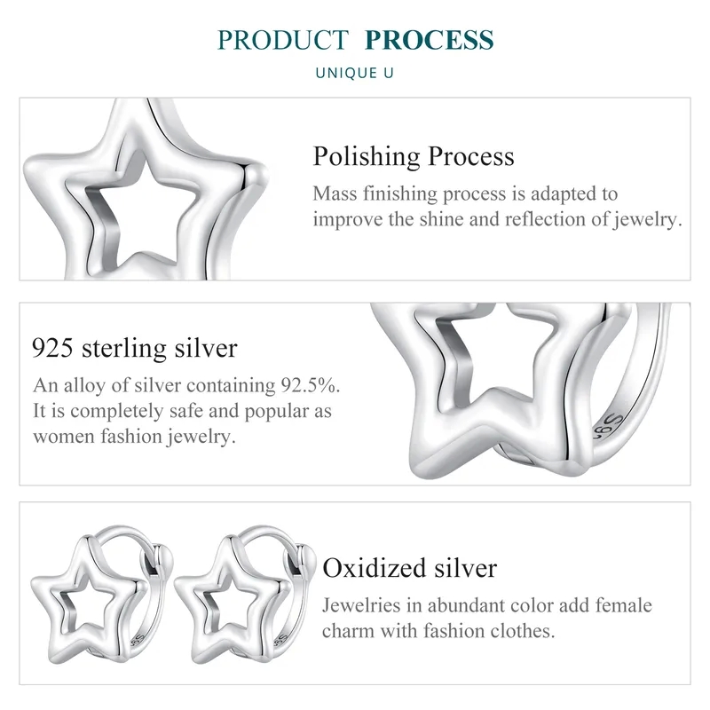 high end best friend jewelry Minimalist Matte 925 Sterling Silver Star Earrings - Eye-Catching Minimalist high quality jewelry wire Style Jewelry high end jewelry on amazon