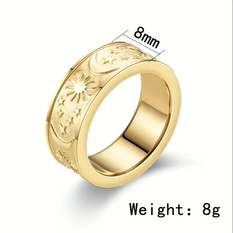 high fashion jewellery brands Bohemian Chic Star & Moon Ring: Affordable Vintage Charm in Stainless & aurora fashion jewelry Titanium Steel - Exquisite Jewelry Wholesale 424 jewelry