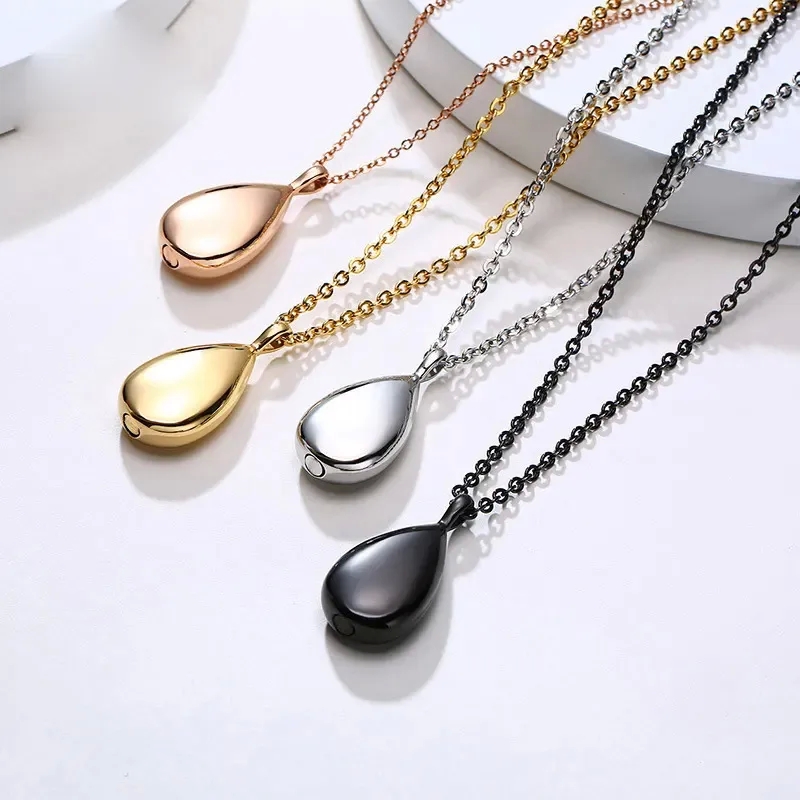 italian fashion jewelry Luxury Artsy Water Drop Pendant Necklace with Stainless Steel Commemorative Jar and Sleek bulgari fashion jewelry Chain fashion jewelry limited edition