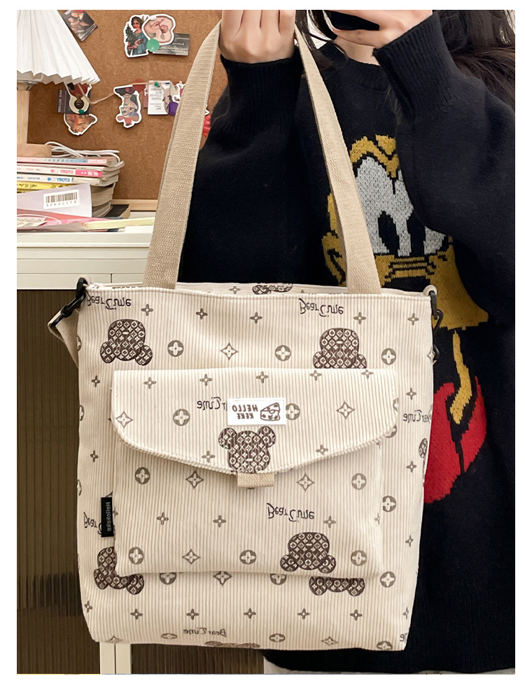 john lewis bags Handpicked Cute Bear Canvas Tote: Eye-Catching Threaded Zipper Bag - Exclusive earth rated poop bags Offer! bags like coach brooklyn
