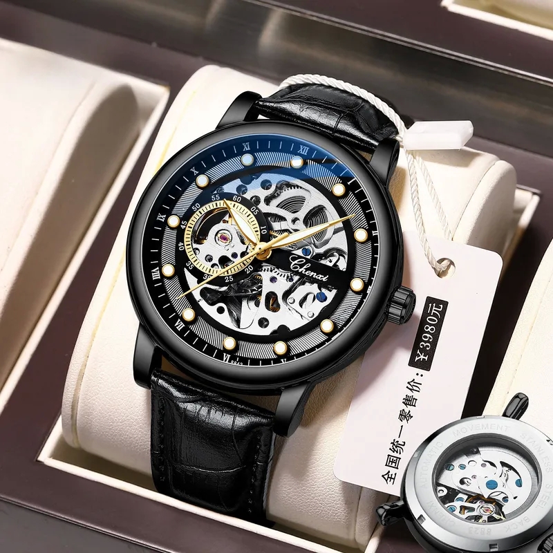 men's fashion accessory 7 little words Premium Dawn Men's Glossy Artsy Automatic Mechanical Watch - italian fashion accessories High-Quality Luminous Waterproof Design fashion accessories and fittings