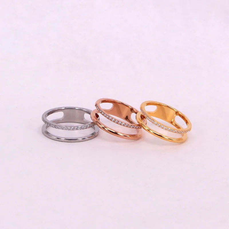 mens jewellery 2023 Elegant Vintage Charm: Modern Rose Gold Plated 2000s men's jewelry Double Layer Titanium Couple Ring men's jewelry gemstones