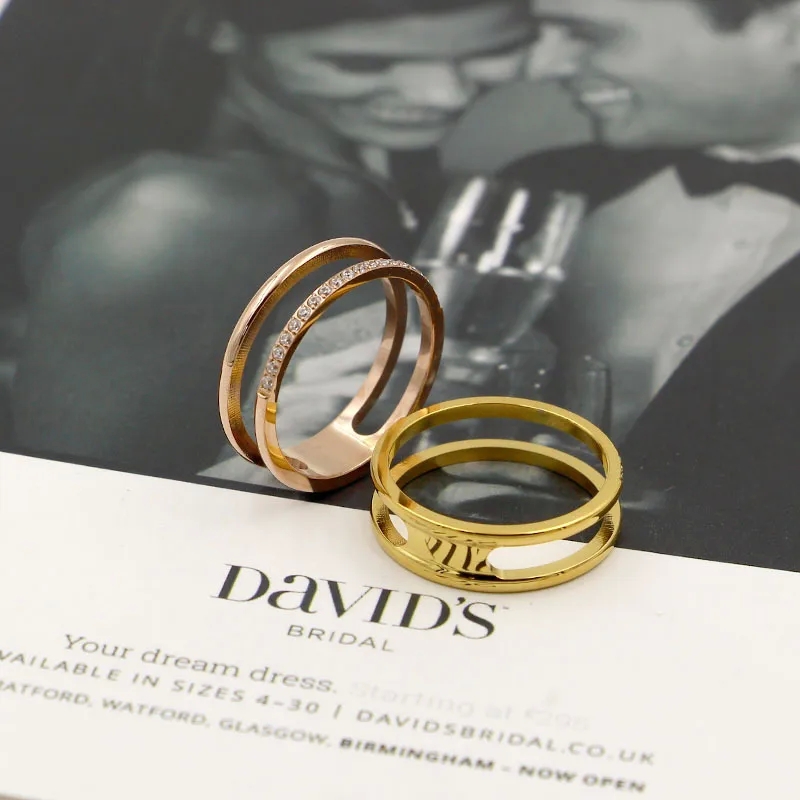 men's jewelry for pet ashes Elegant Vintage Charm: Modern Rose Gold men's jewelry keepsake Plated Double Layer Titanium Couple Ring men's jewelry platinum