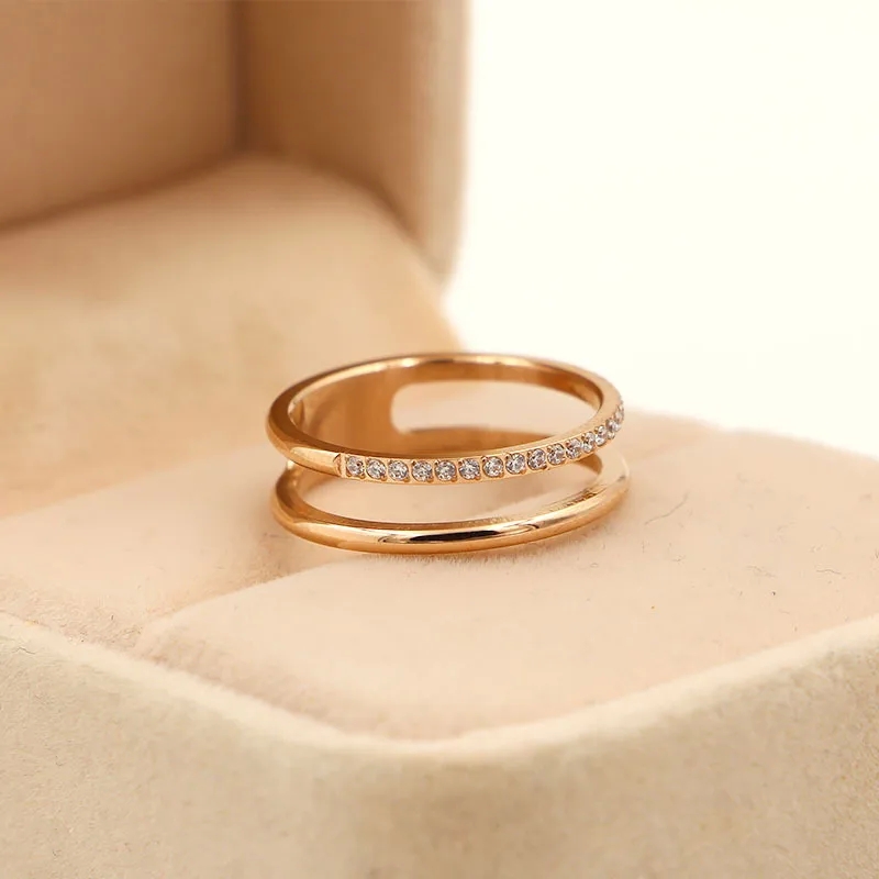 men's jewelry ideas Elegant Vintage Charm: Modern Rose Gold Plated Double Layer Titanium Couple 18k gold men's jewelry Ring men's jewelry las vegas