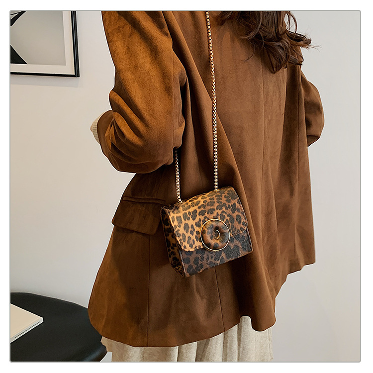 ogio golf bags Ethical Vintage-Inspired Glistening Leopard PU Leather Square bags 5x7 Shoulder Crossbody Streetwear Bag 90s school bags