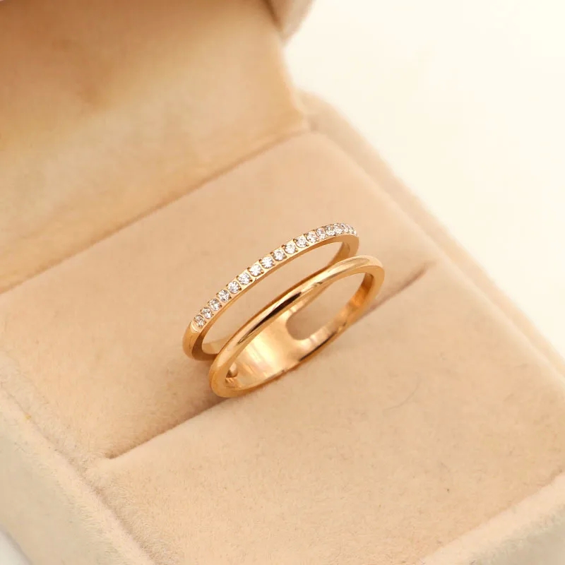 old money men's jewelry Elegant Vintage Charm: Modern men's jewelry high end Rose Gold Plated Double Layer Titanium Couple Ring men's jewelry for ashes of loved one