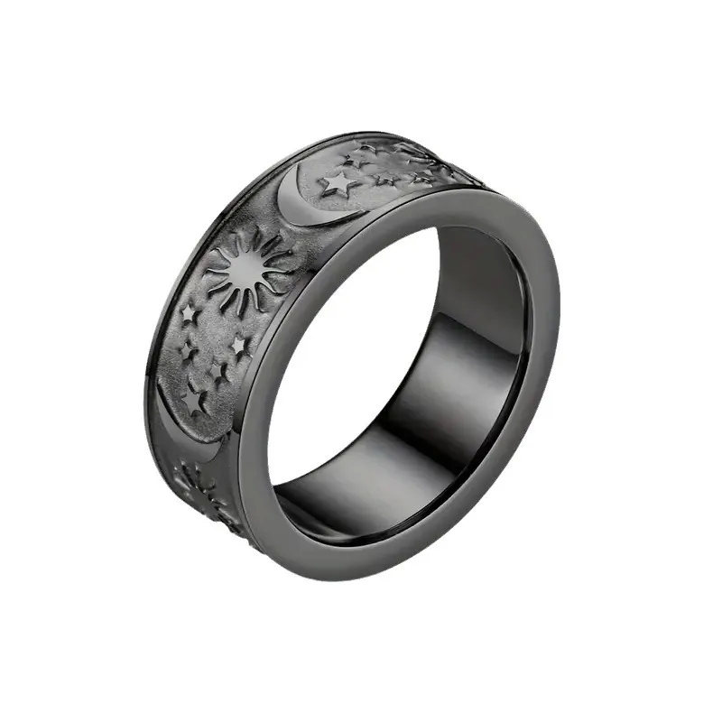 online fashion jewelry Bohemian Chic Star & Moon Ring: fashion jewelry on sale Affordable Vintage Charm in Stainless & Titanium Steel - Exquisite Jewelry Wholesale earrings fashion jewelry
