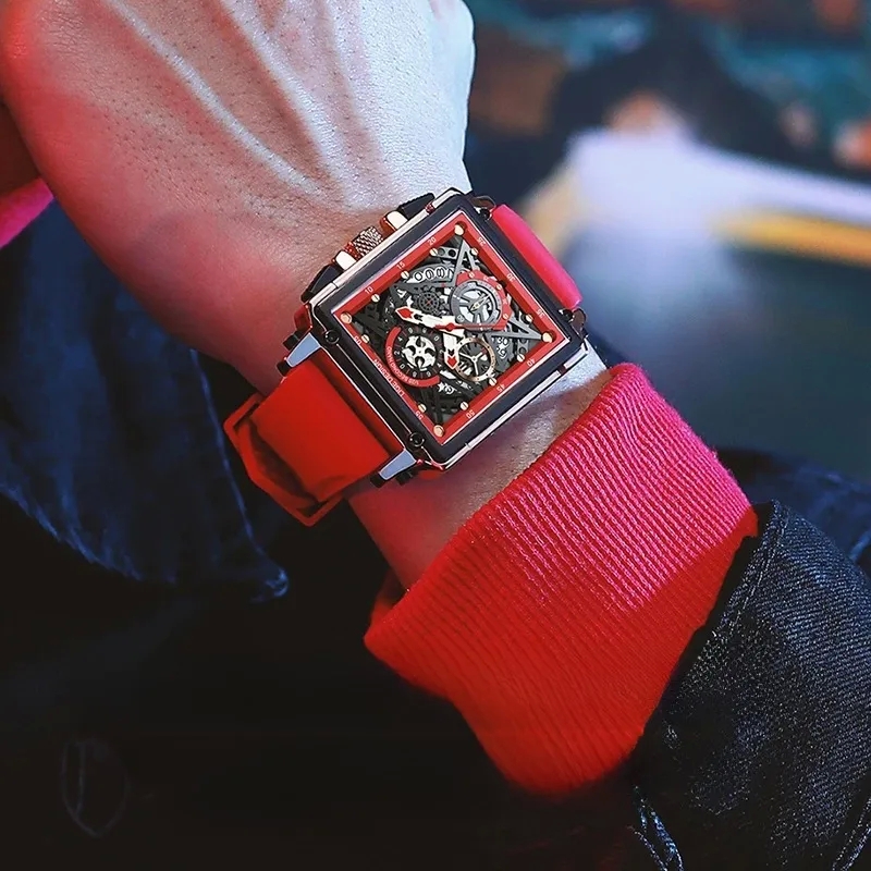 queer fashion accessories Discounted LIGE Square Men's Chronograph 2000s fashion accessories men - Durable Adjustable 30m Waterproof Watch saba fashion accessories