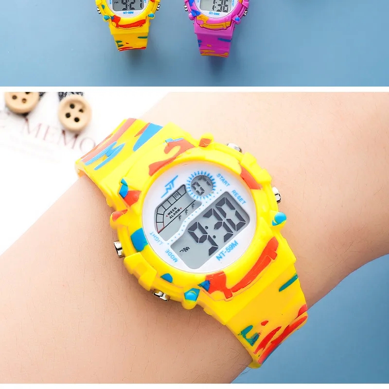 retro fashion accessories Custom Colorful LED Camouflage Luminous Children's Outdoor Sports Watch - Handpicked Student Mountaineering what accessories did they wear in the 90s Watch 4 fashions