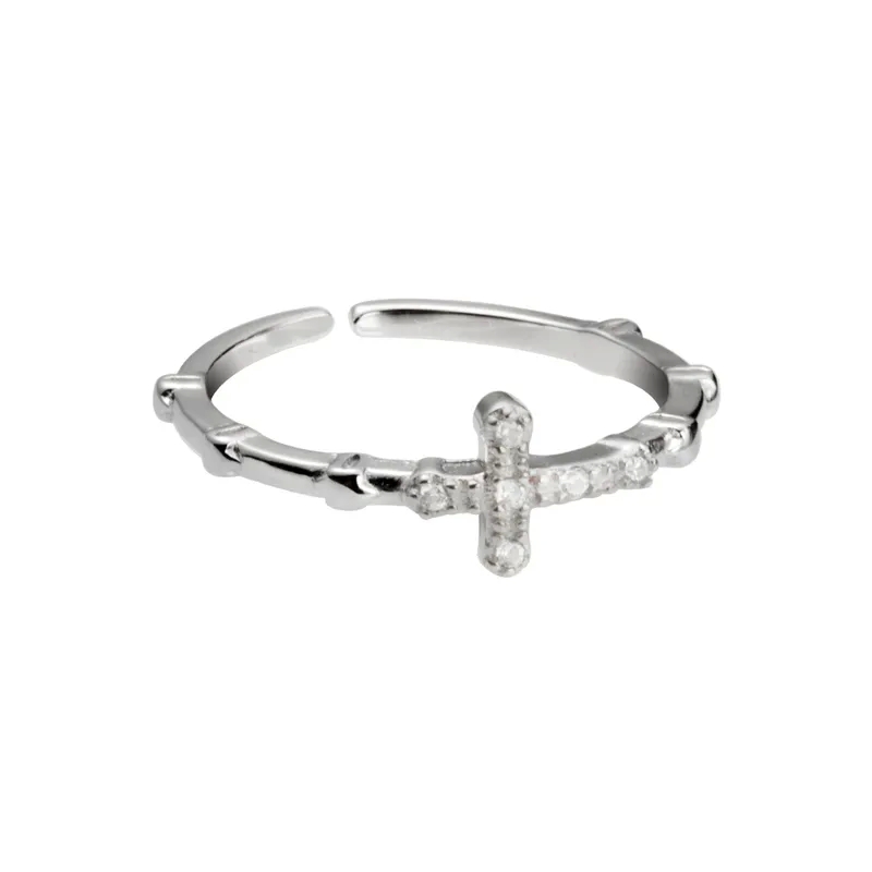 ruifan fashion jewelry Artisanal Nalan s925 89s jewelry Sterling Silver Cross Ring - Ethically Sourced Minimal Design for Women R01391 latest fashion jewelry