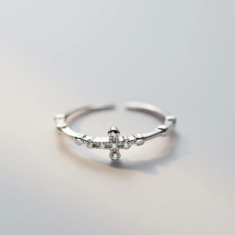 umbi fashion jewelry Artisanal Nalan s925 Sterling Silver Cross Ring dior fashion jewelry - Ethically Sourced Minimal Design for Women R01391 fashion jewelry brand list