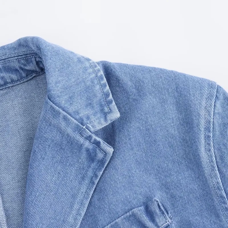 adidas women clothing Affordable Unique Women's Minimalist Glistening 2023 women's clothing trends Denim Streetwear Single Breasted Jacket large women clothing