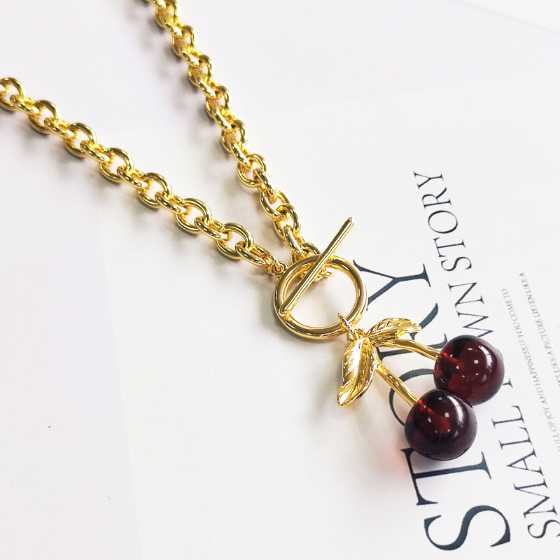 disney fine jewelry Limited-Time Ethically Made 14k fine jewelry Acrylic Cherry Pendant Necklace - Tailor-Made Copper Cable Chain Statement irelia fine jewelry