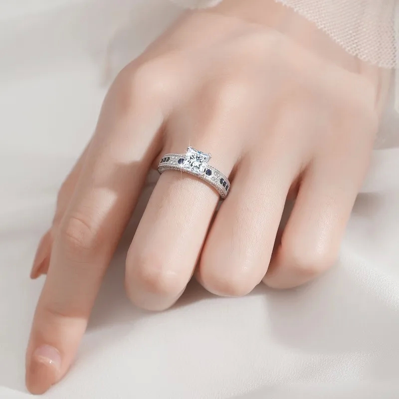 fashion jewelry chain Elegant Geometric Moissanite Crown Princess Ring in 925 Sterling Silver - Feminine & 80s fashion jewelry Romantic Design fashion 21 jewelry