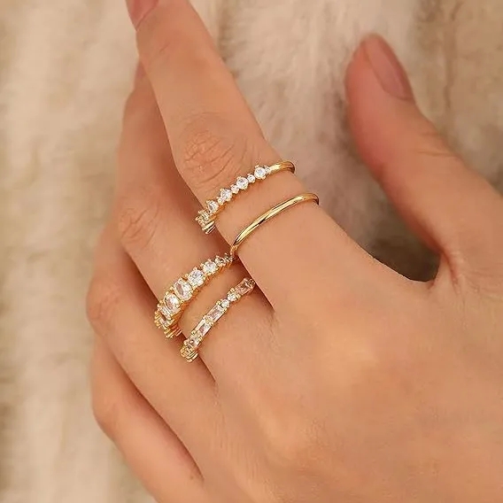 fashion jewelry for girls Modern Luxury Zircon Diamond Ring Set - Custom-Fit fall fashion jewelry trends 2023 Delicate & Non-Toxic for Engagement & Anniversary voylla fashion jewelry